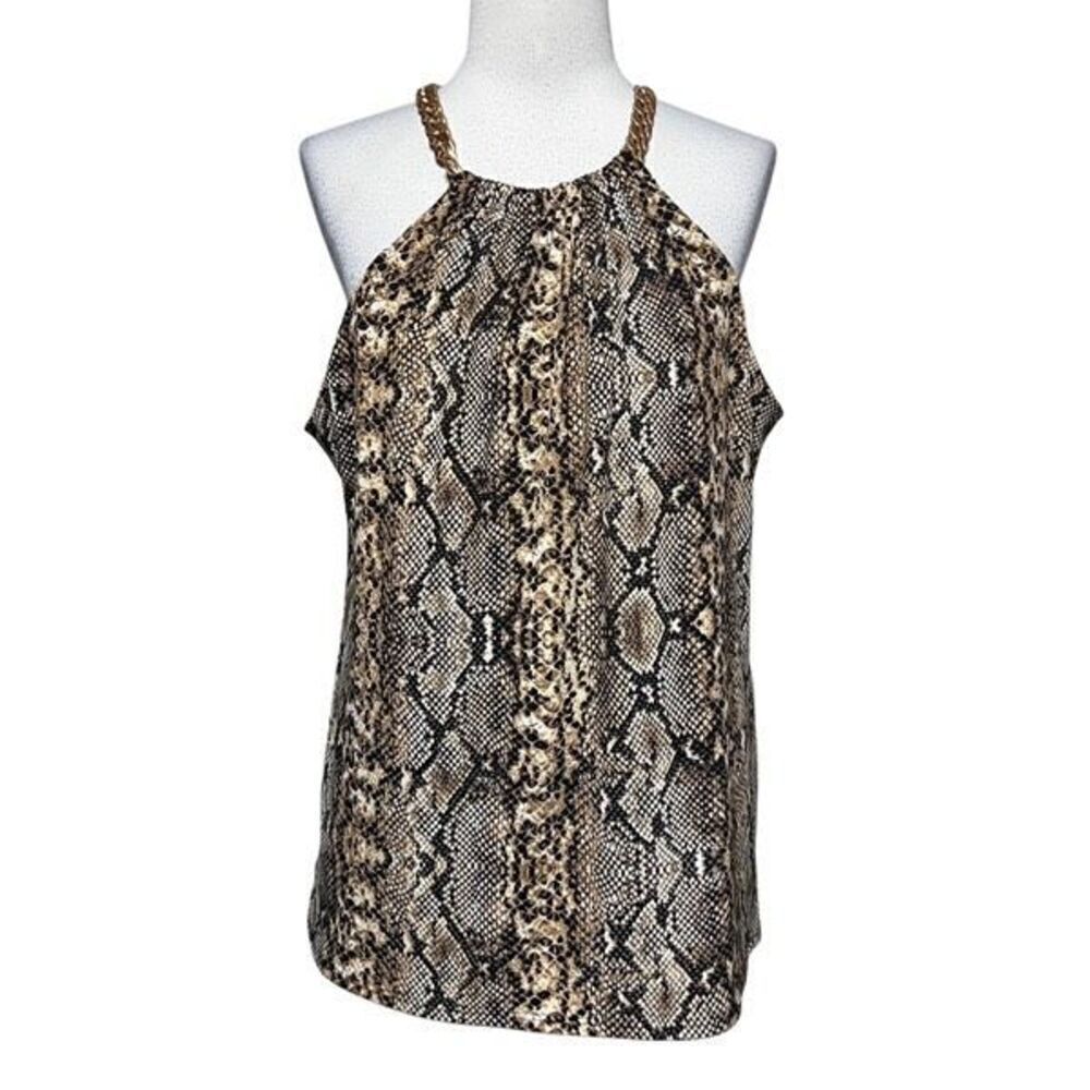 J.B.S. Snakeskin Print Tank Top with Chain Strap size Large